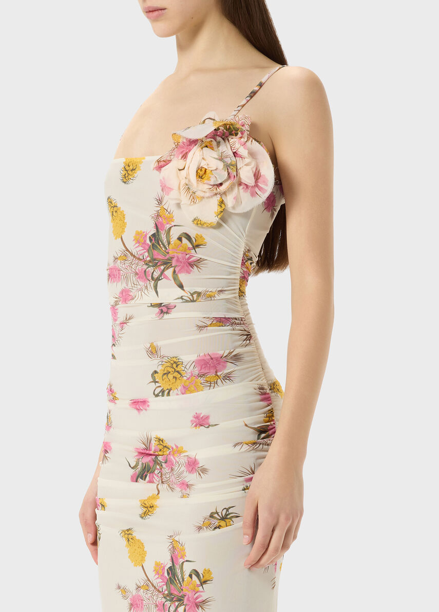 Long georgette dress with floral print Long georgette dress with floral print