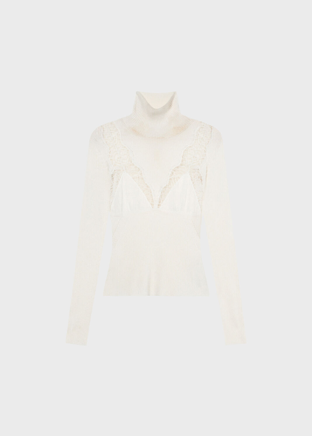 Stretch ribbed sweater with lace and satin inserts  Blumarine - large image number 4