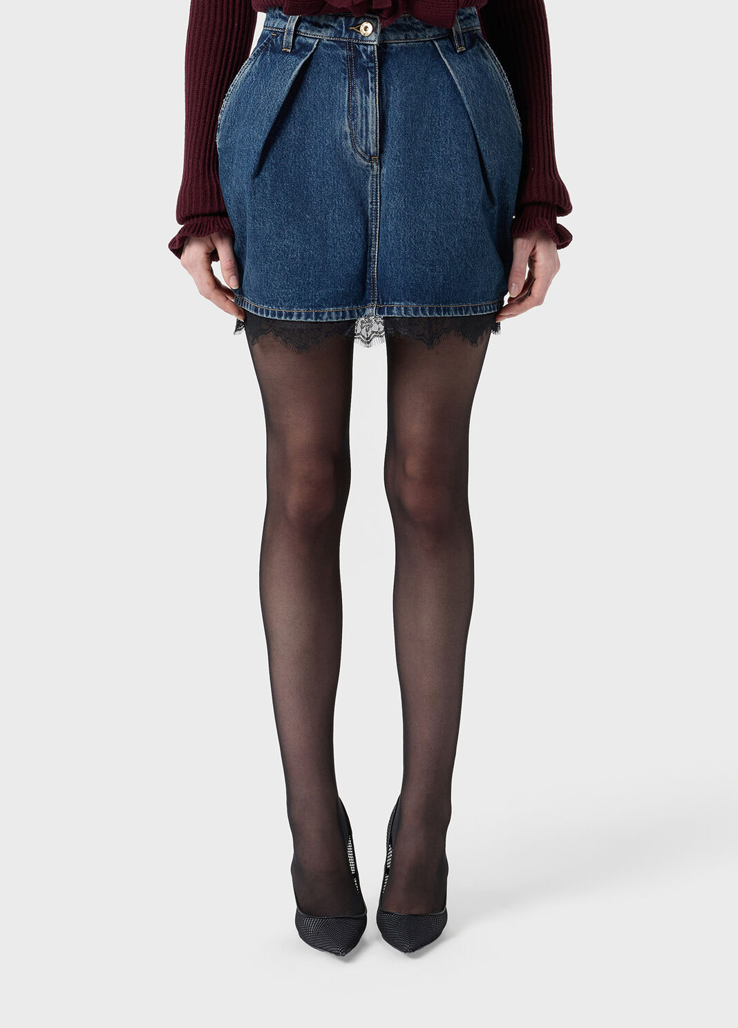Kurzer Rock aus Denim mit Spitze  Blumarine - large image number 0