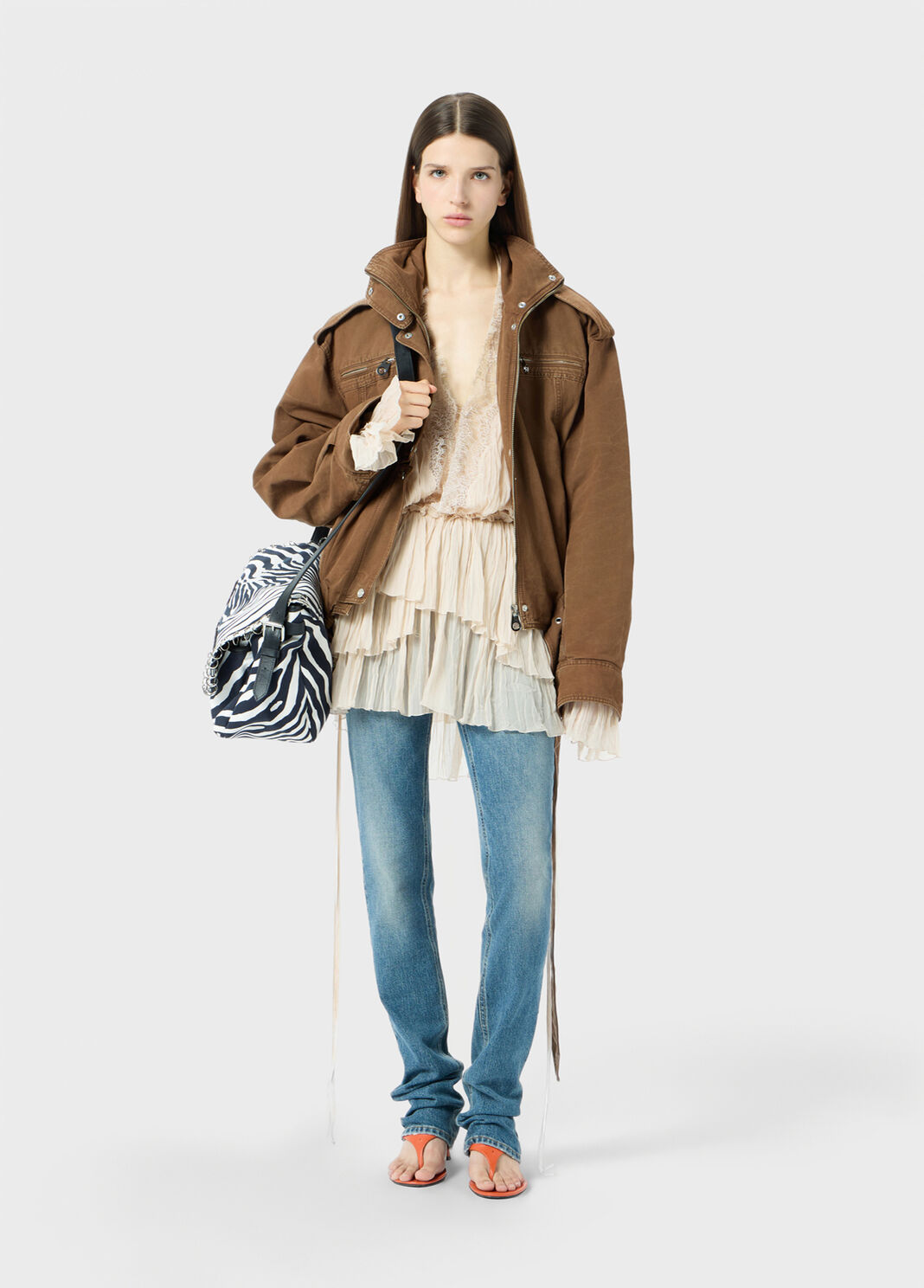 Canvas biker jacket with belt  Blumarine - large image number 3