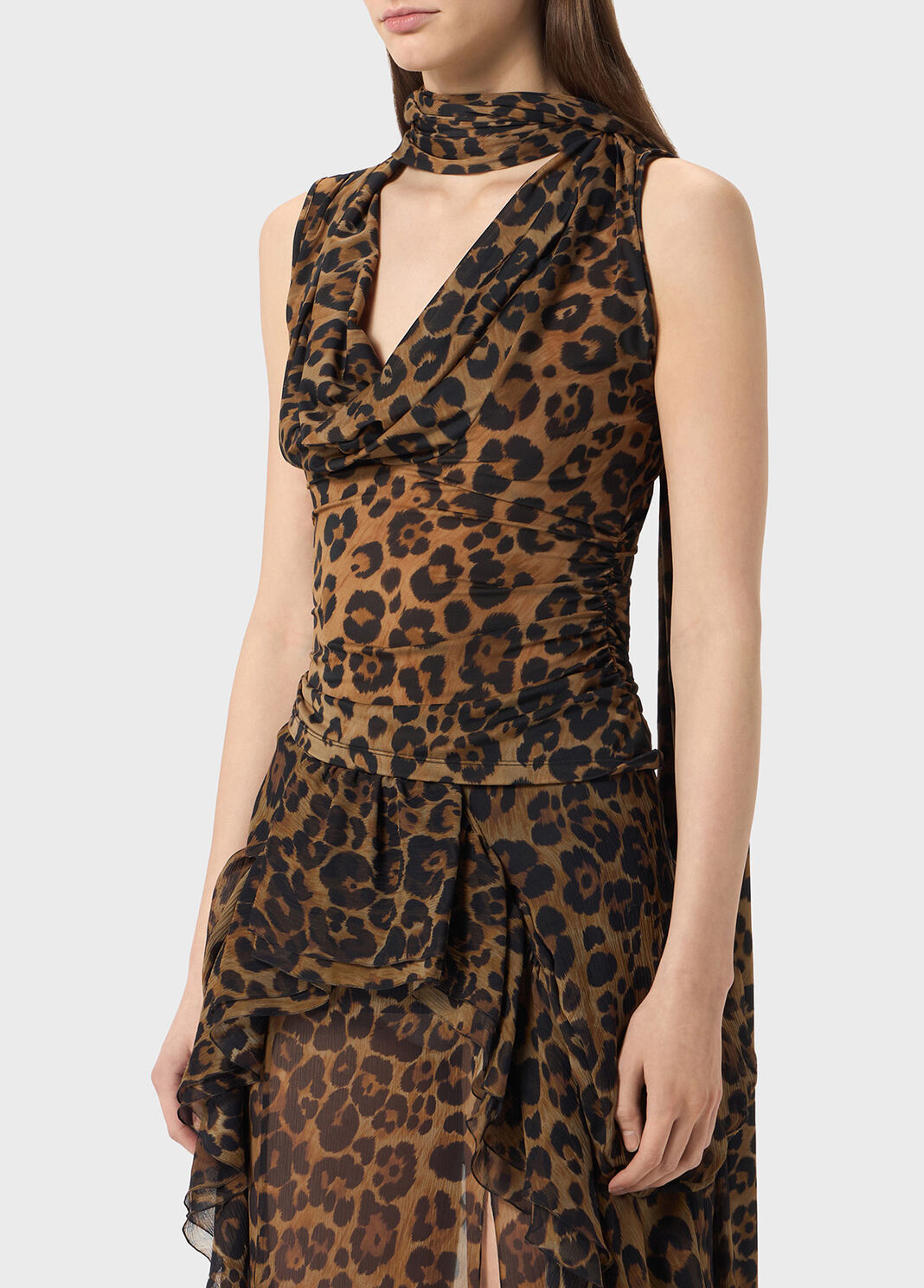 Animal-print jersey top with scarf  Blumarine - large image number 2