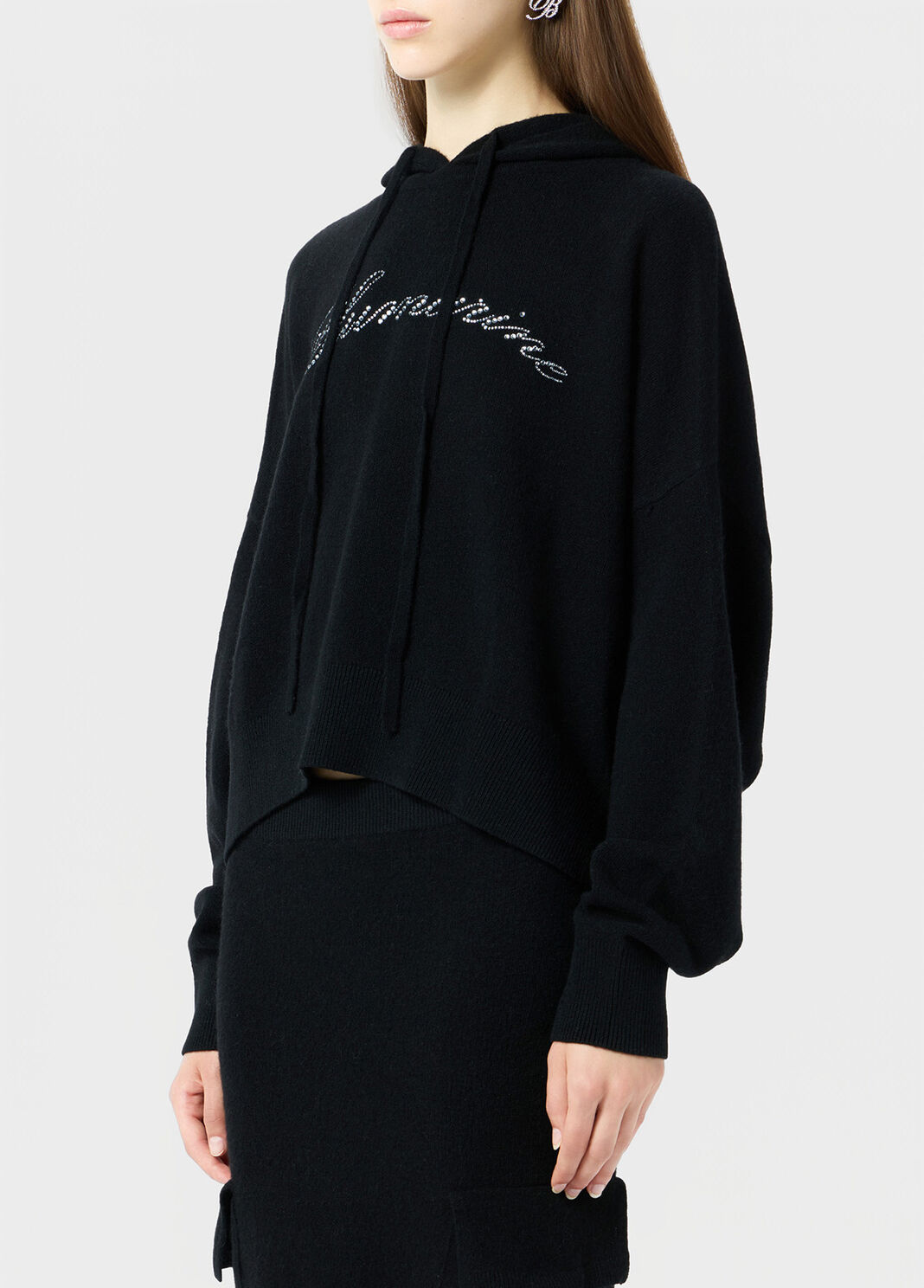 Pullover aus wolle mit kapuze und logo aus strass  Blumarine - large image number 2