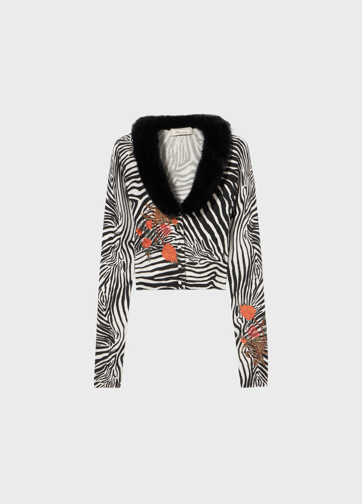 Cardigan con ricamo e collo in faux fur  Blumarine - medium
