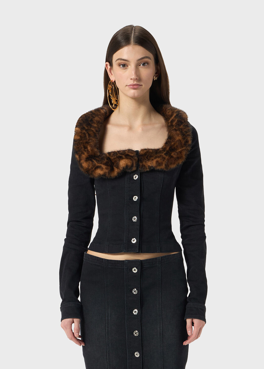 Denim jacket with faux fur collar  Blumarine - large image number 0