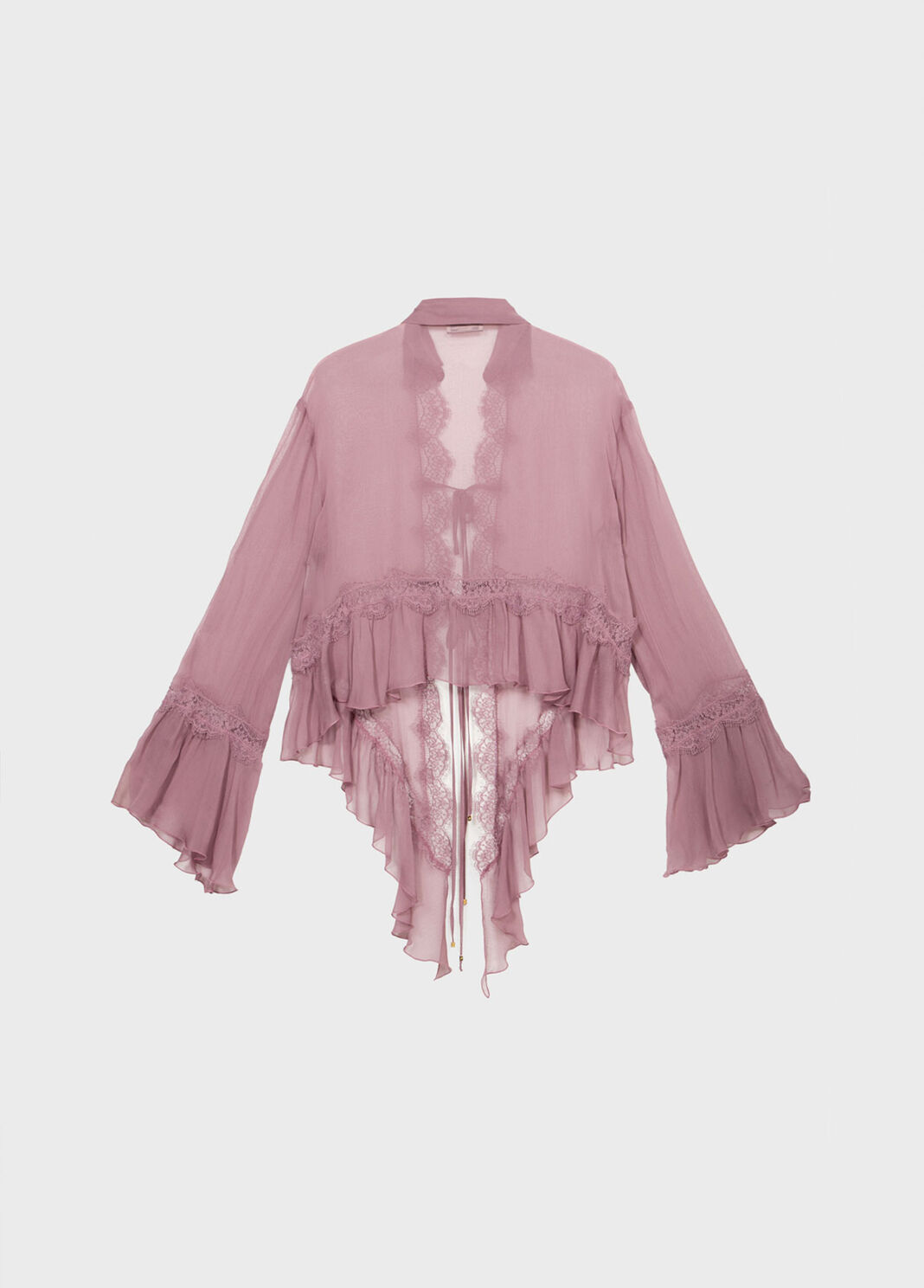 Crepe de chine and lace asymmetrical shirt  Blumarine - large image number 5