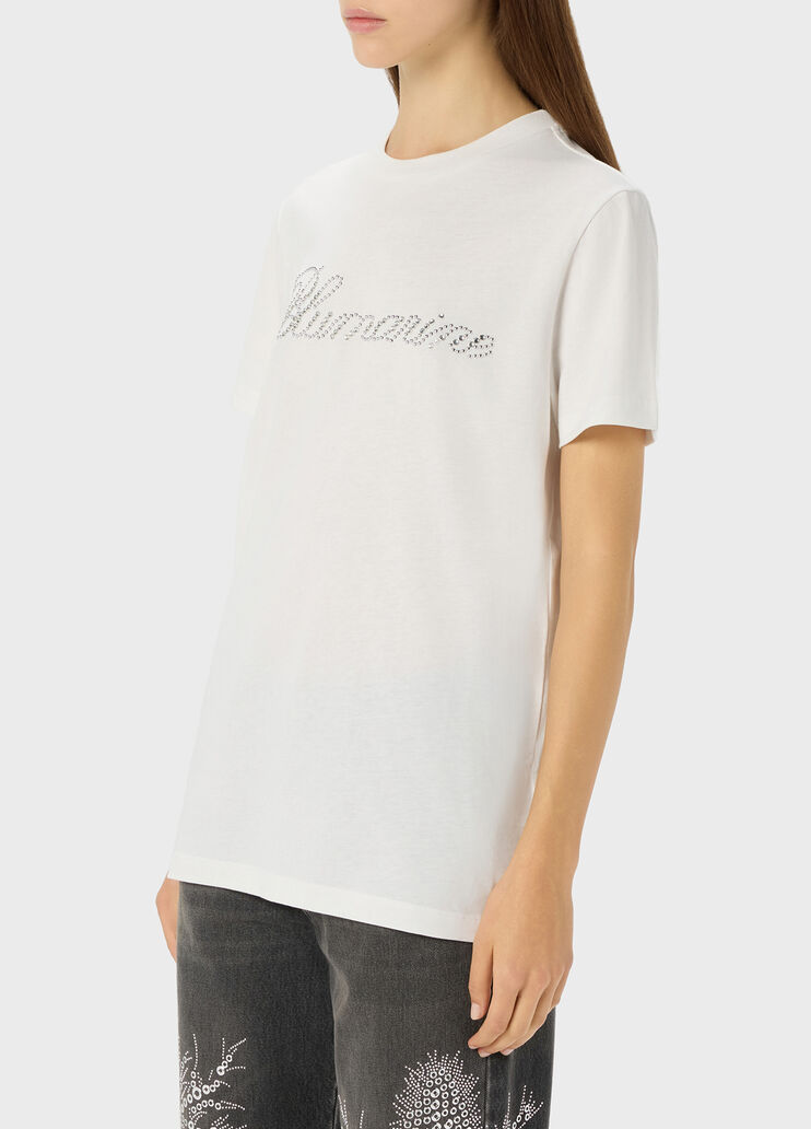 T-shirt with glass rhinestone logo  Blumarine - large image number 2