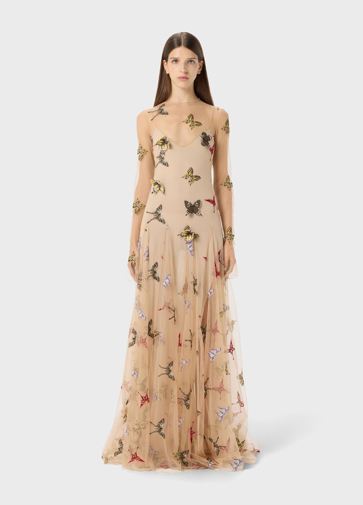 Long tulle dress with embroidery and appliqu&eacute;s  Blumarine - medium