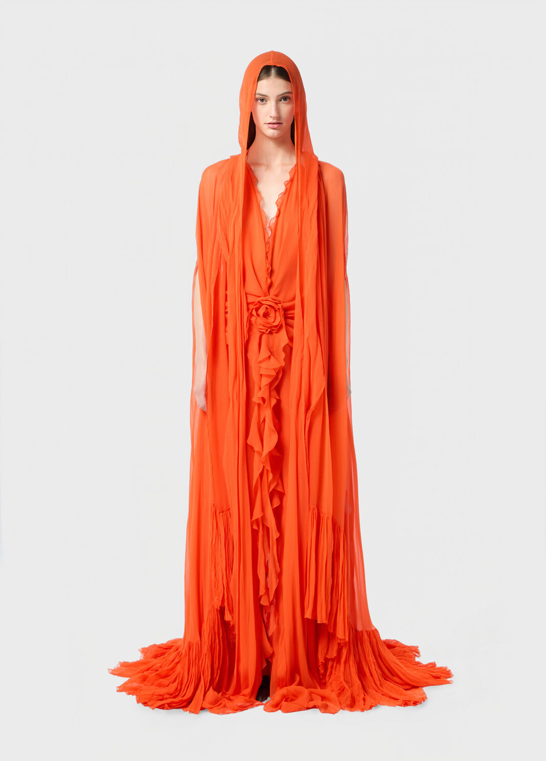 Georgette cape with hood and pleated ruffle  Blumarine - large image number 3