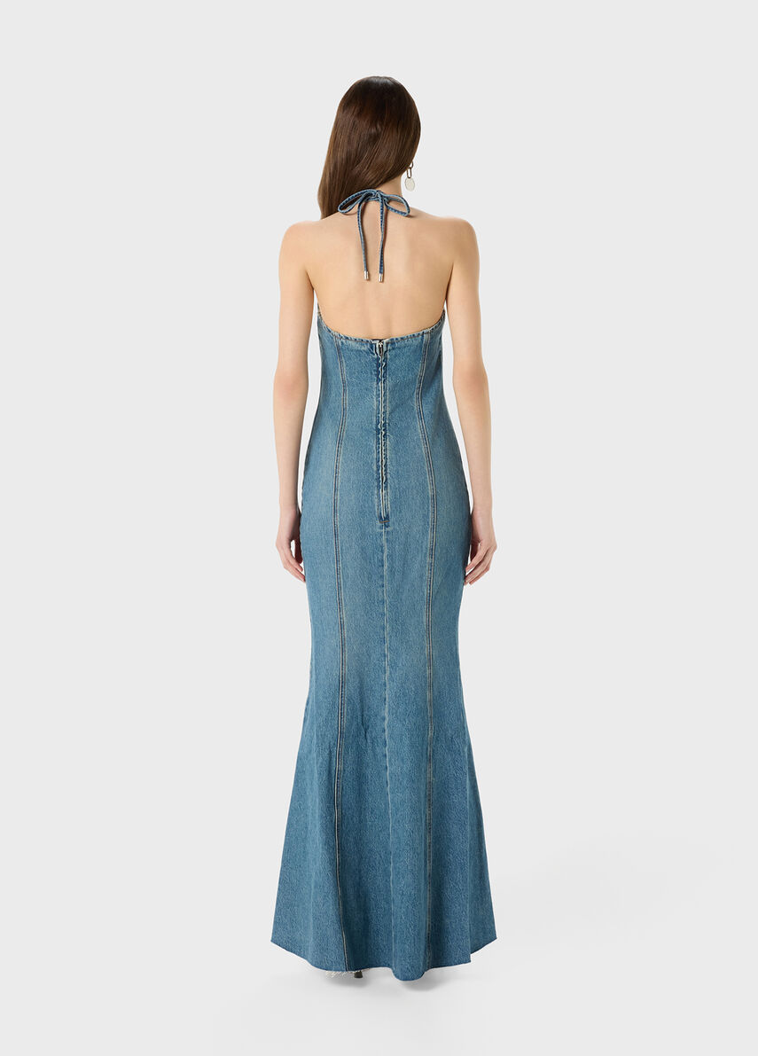 white christmas dresses Wash Lab Denim Piece Dyed Denim Dress in Blue main image 0
