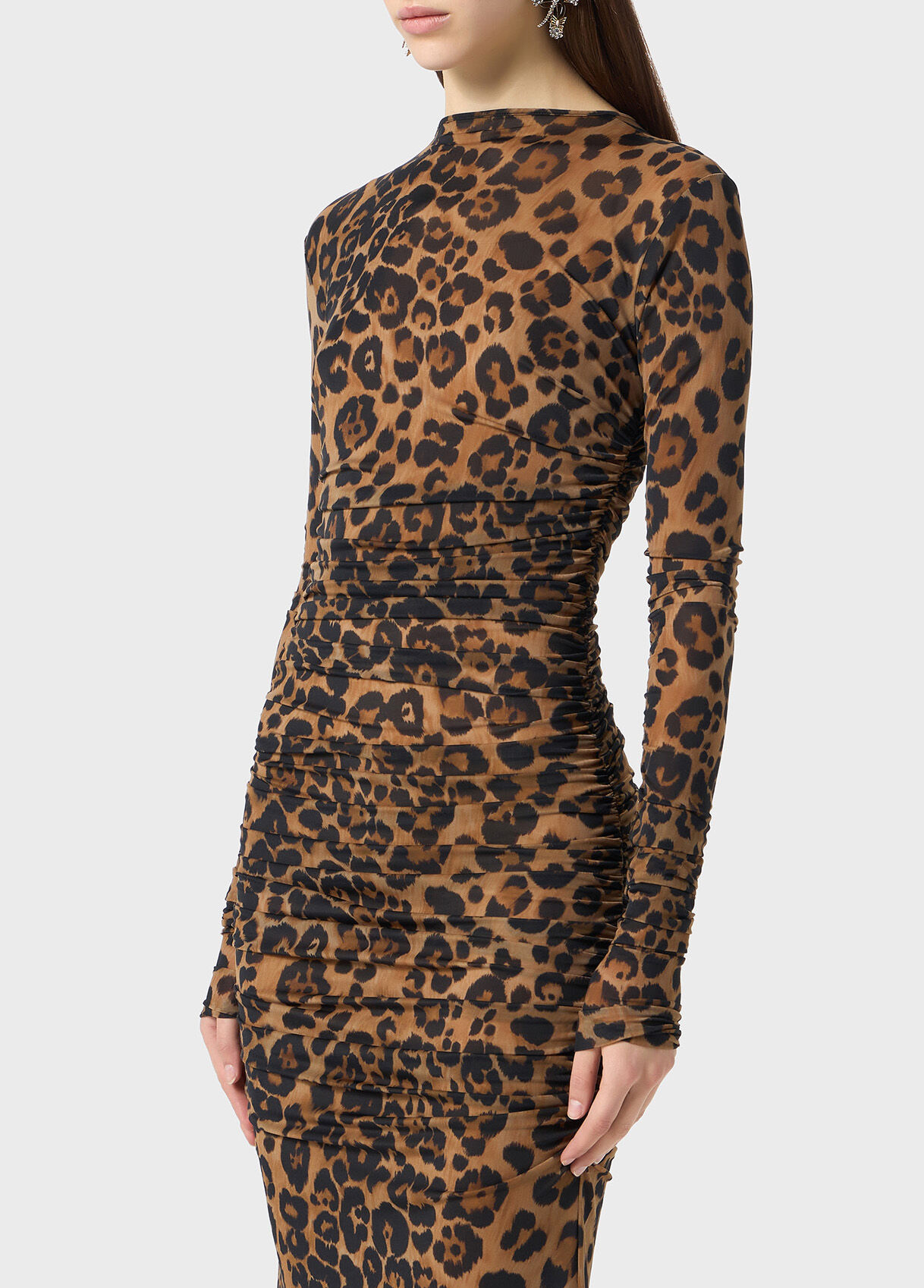 Long second-skin jersey dress with animal print - Blumarine
