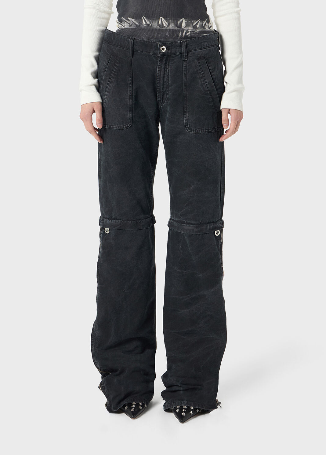 Pantaloni straight leg in canvas con zip  Blumarine - large image number 0