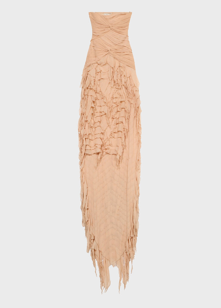 Long georgette dress with twisted bodice and ruffles  Blumarine - medium