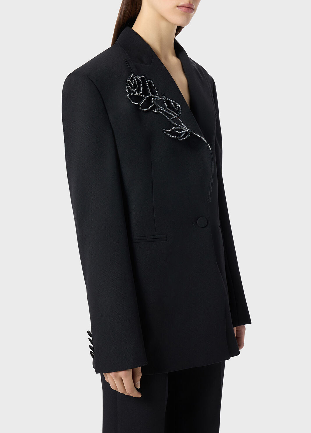 Wool jacket with laser-cut embroidery and rhinestones  Blumarine - large image number 2