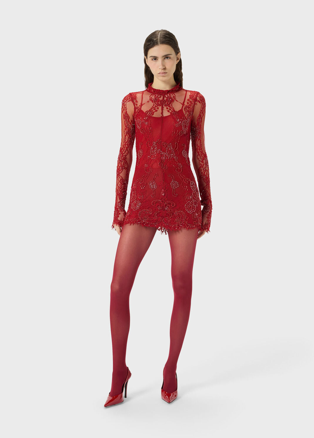Short lace dress with embroidery  Blumarine - large image number 3