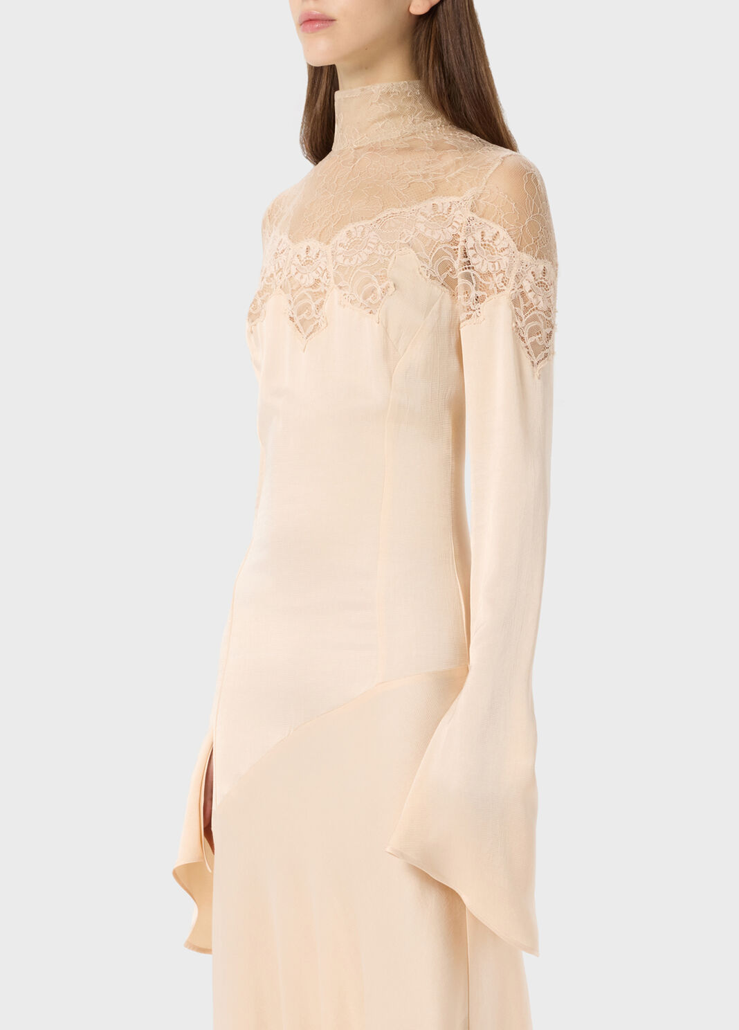 Midi-Satinkleid mit Spitzenpasse und Muschelsaum  Blumarine - large image number 2