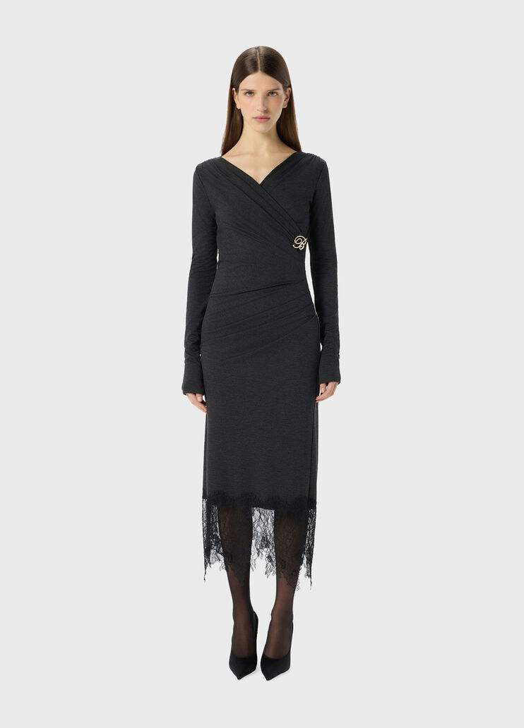 Jersey midi dress with lace ruffle  Blumarine - medium