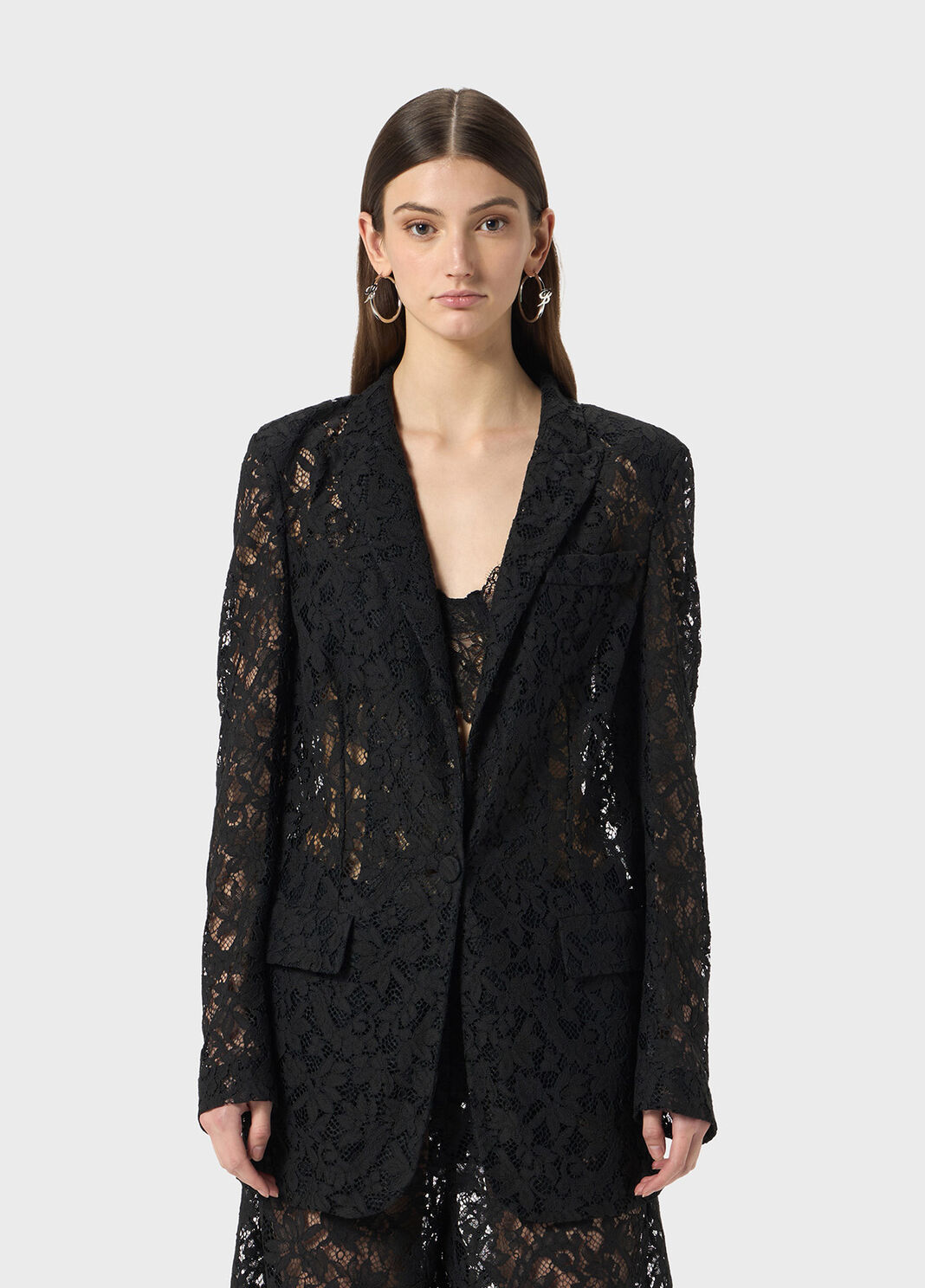 Single-breasted jacket in r&eacute;brod&eacute; lace  Blumarine - large image number 0