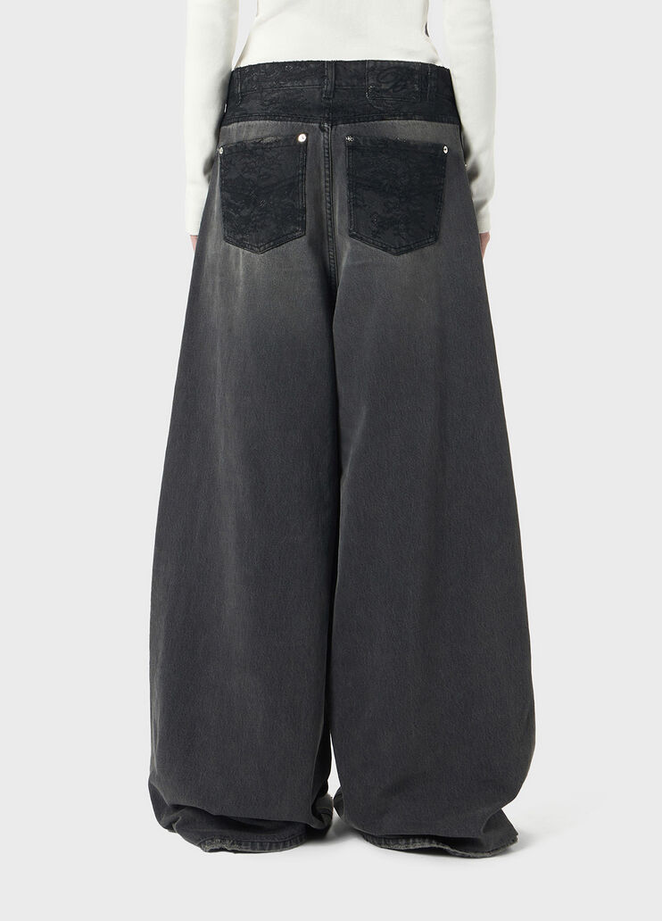 Jeans superwide leg mit details aus spitze  Blumarine - large image number 1 Jeans superwide leg mit details aus spitze  Blumarine - large image number 1