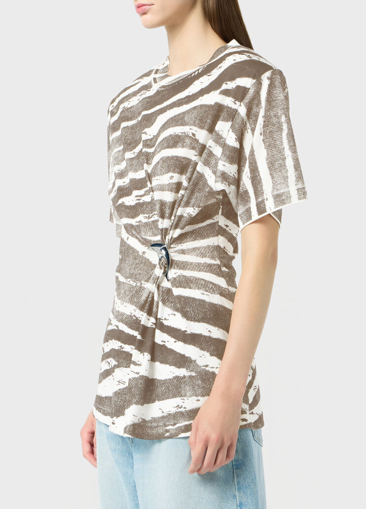 Printed ribbed T-shirt with metal dolphin detail  Blumarine - large image number 2