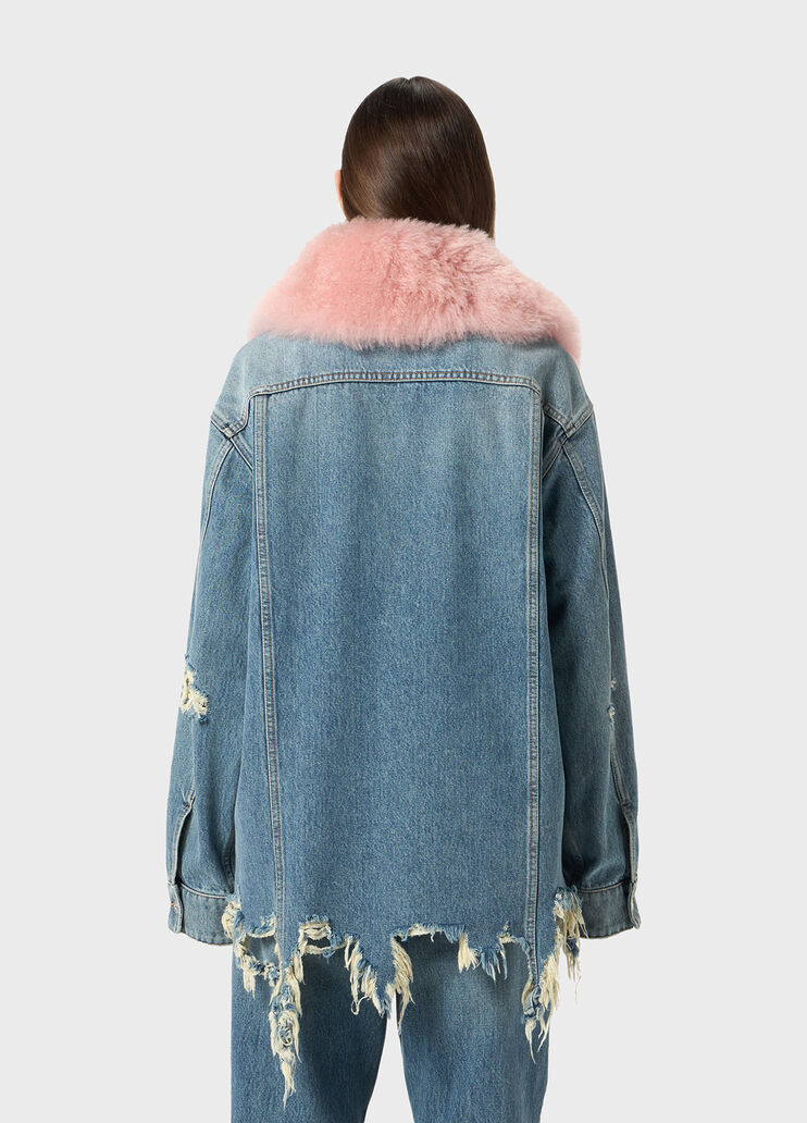 Denim shirt with faux fur collar  Blumarine - large image number 1