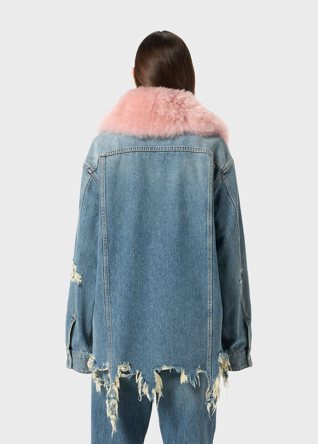 Denim shirt with faux fur collar  Blumarine - large image number 1