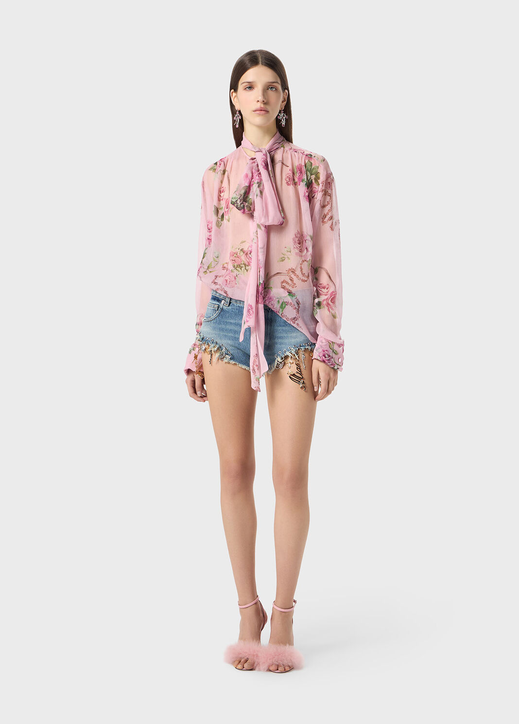 Bluse aus seiden-creponn&eacute; mit rosen-aufdruck  Blumarine - large image number 3