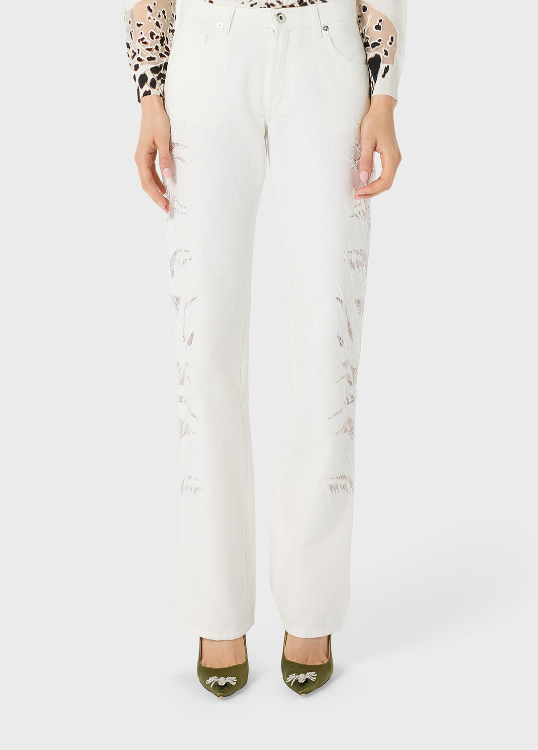 Straight leg jeans with embroidered bands  Blumarine - large image number 0