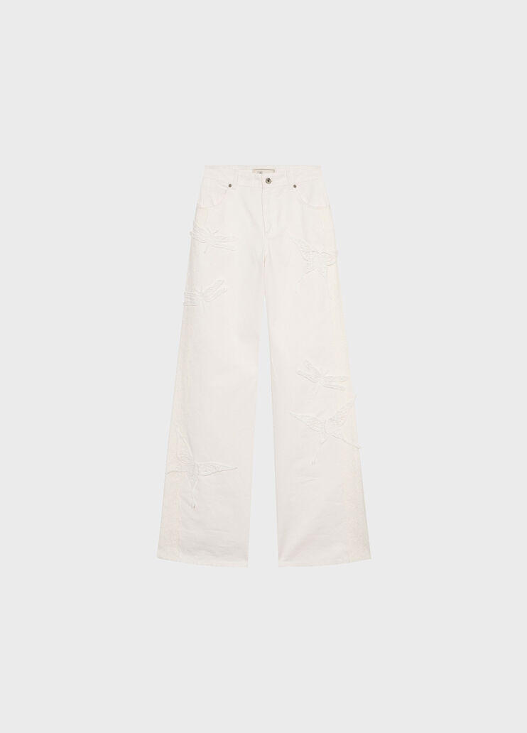 Flare cotton bull pants with embroidery and lace bands  Blumarine - medium