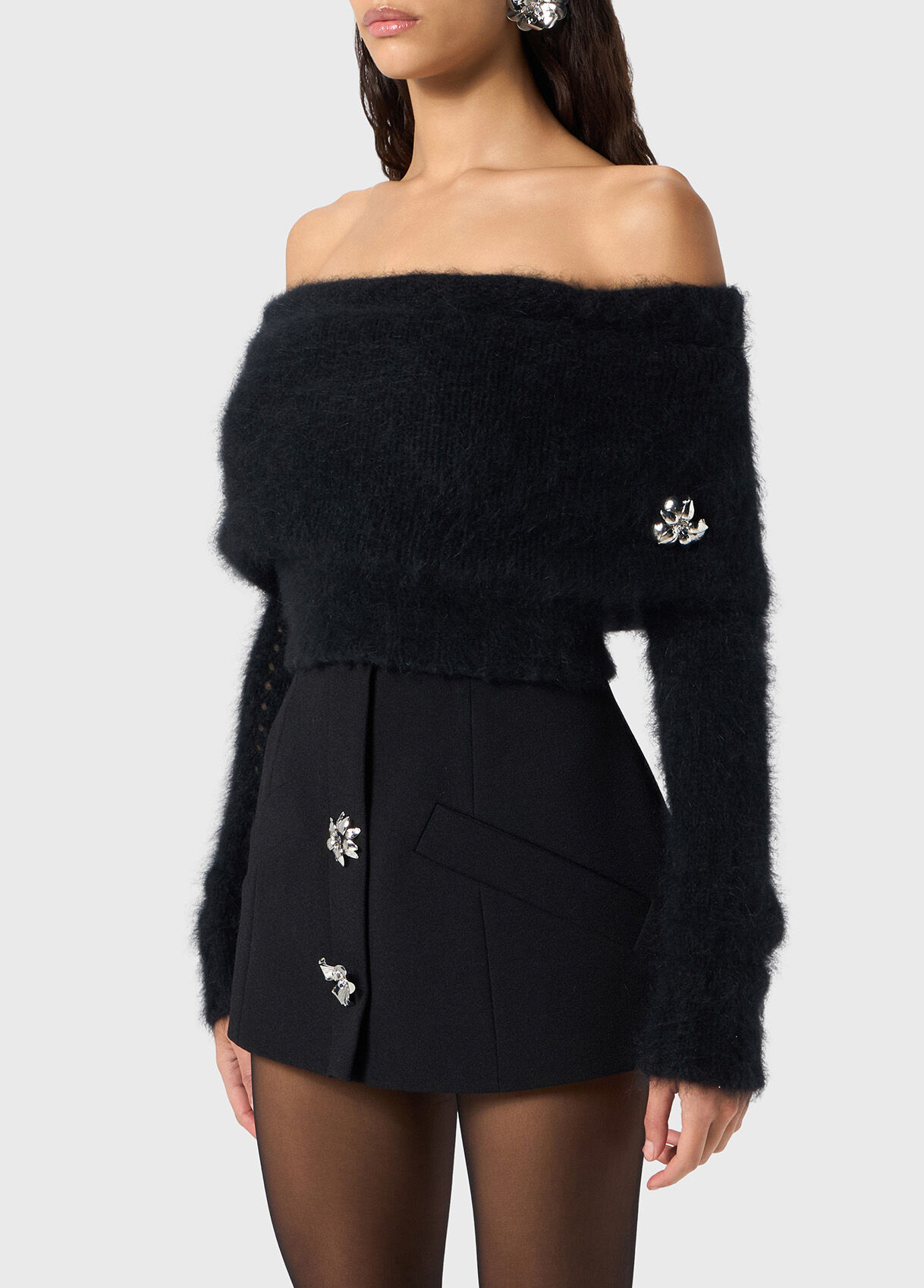 Angora sweater with metal flower - Blumarine