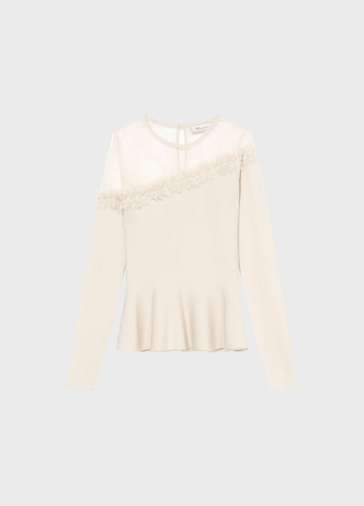 Wool jumper with tulle yoke  Blumarine - medium