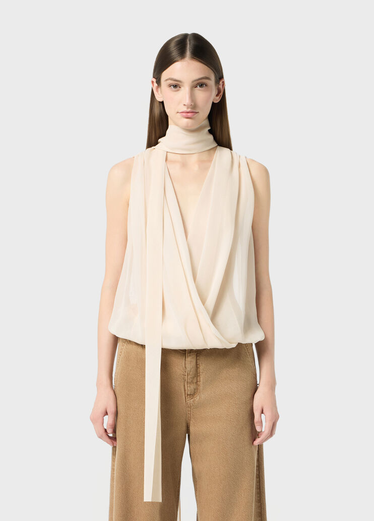 Georgette wrap top with pussy-bow  Blumarine - medium