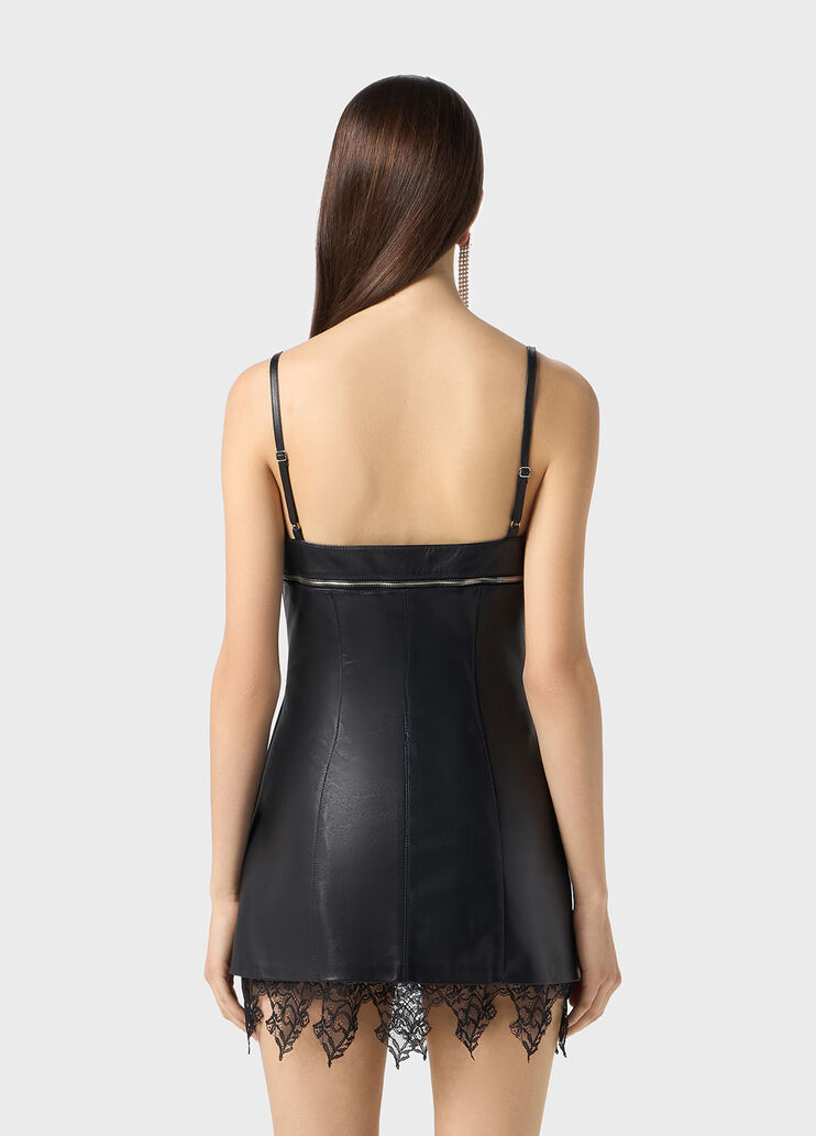 Plongé leather dress with zipper and lace  Blumarine - large image number 1