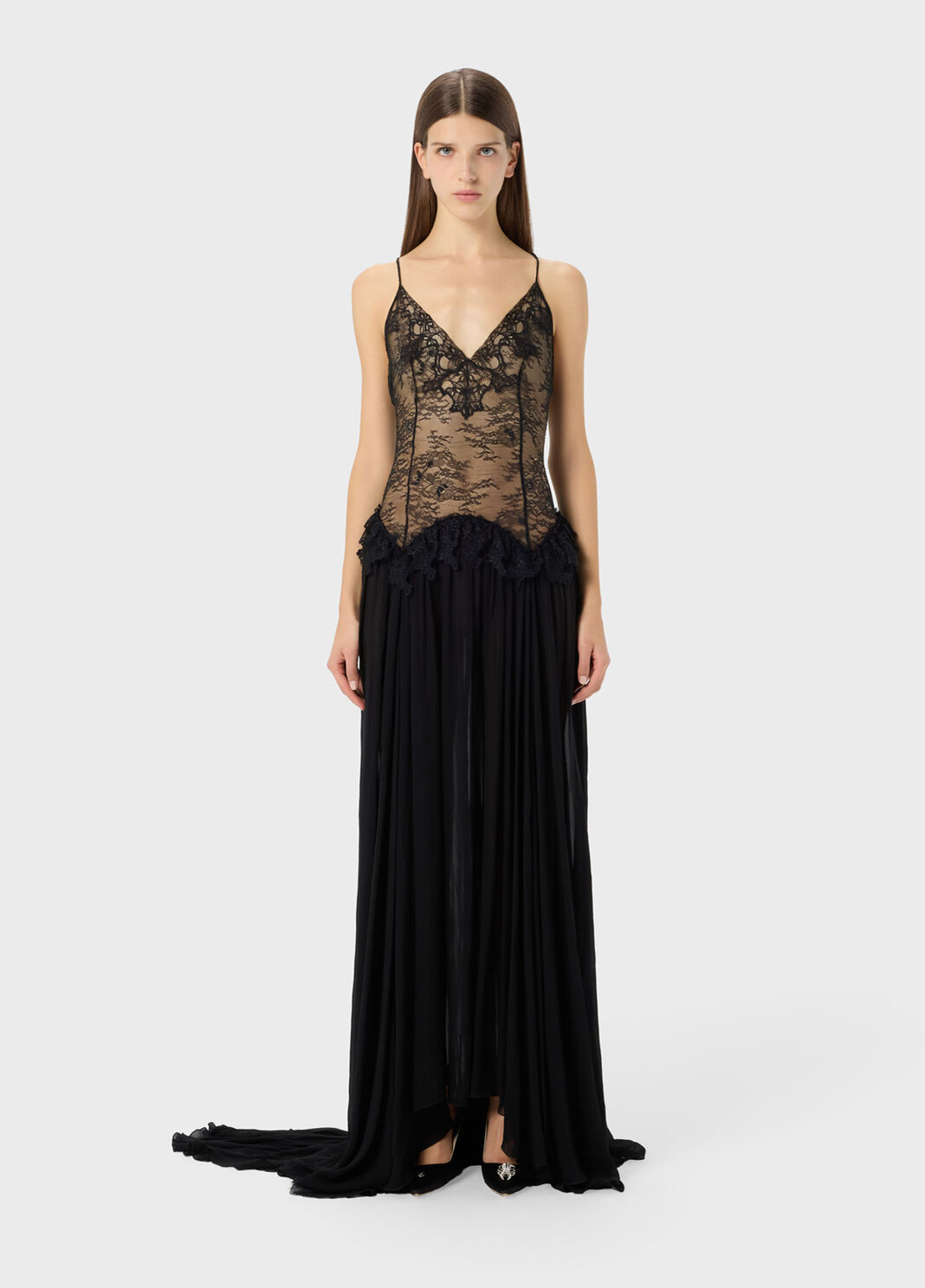 Long dress in Chantilly lace and georgette  Blumarine - large image number 0