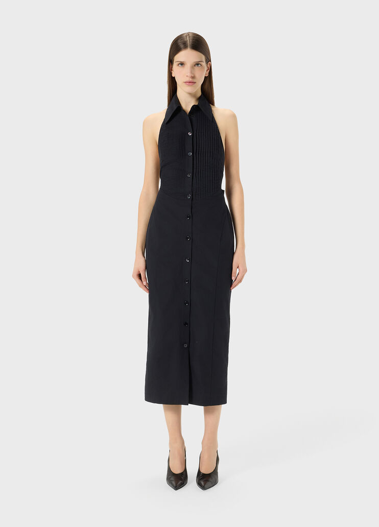 Poplin midi dress with pleating and buttons  Blumarine - medium