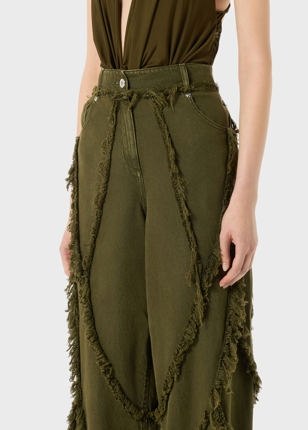 Palazzo jeans in cotton bull with fringe details  Blumarine - large image number 2