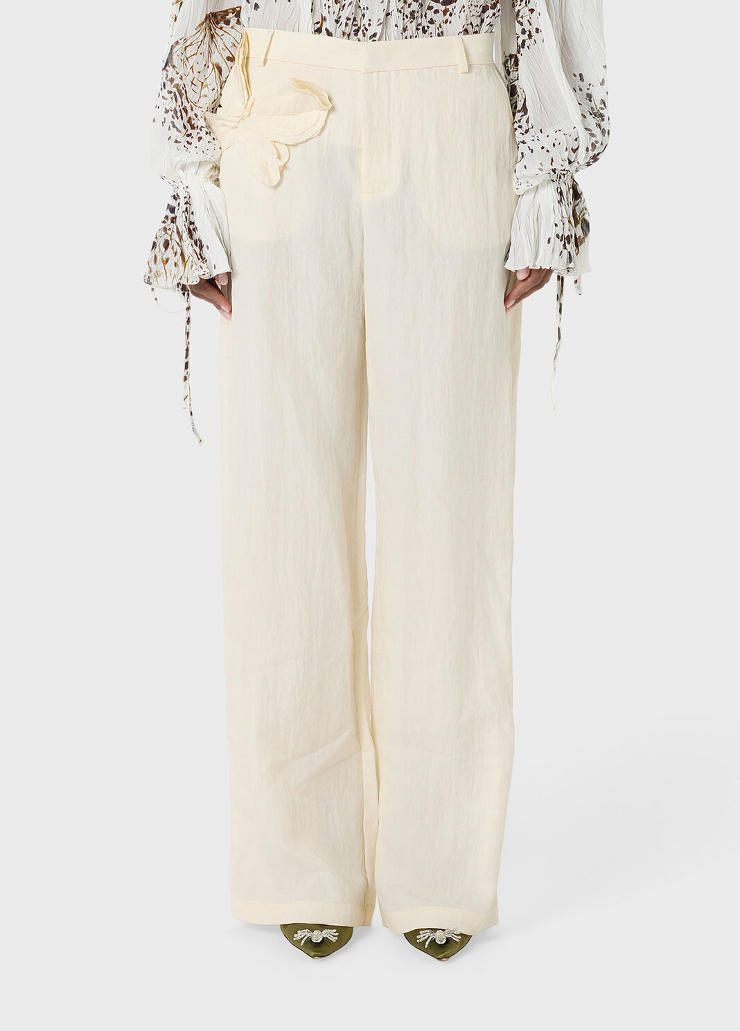 Wide-leg gabardine trousers with butterfly  Blumarine - large image number 0