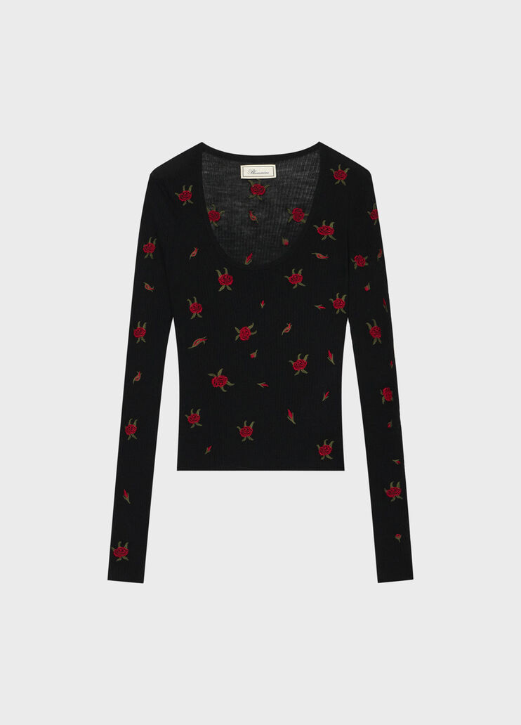Wool jumper with rose embroidery  Blumarine - medium