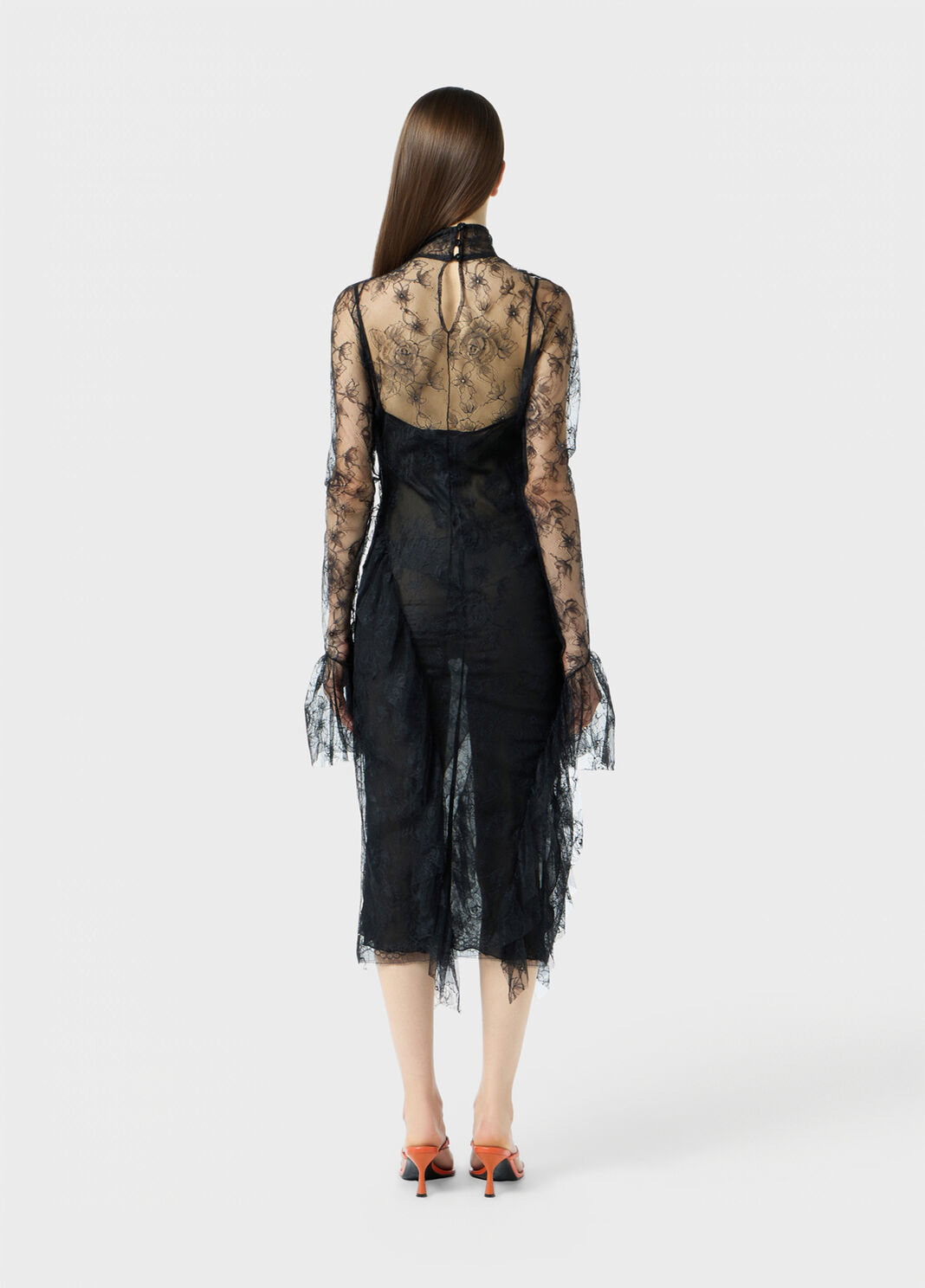 Chantilly lace midi dress with flounces  Blumarine - large image number 1