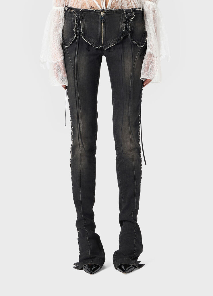 Slim fit jeans with eyelets and laces  Blumarine - large image number 0