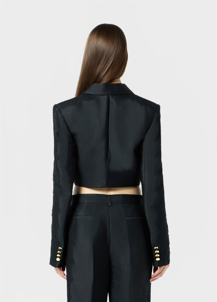 Double-breasted cropped jacket with lace  Blumarine - large image number 1