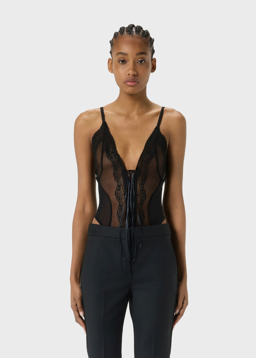 Marquisette and lace thong bodysuit  Blumarine - large image number 0