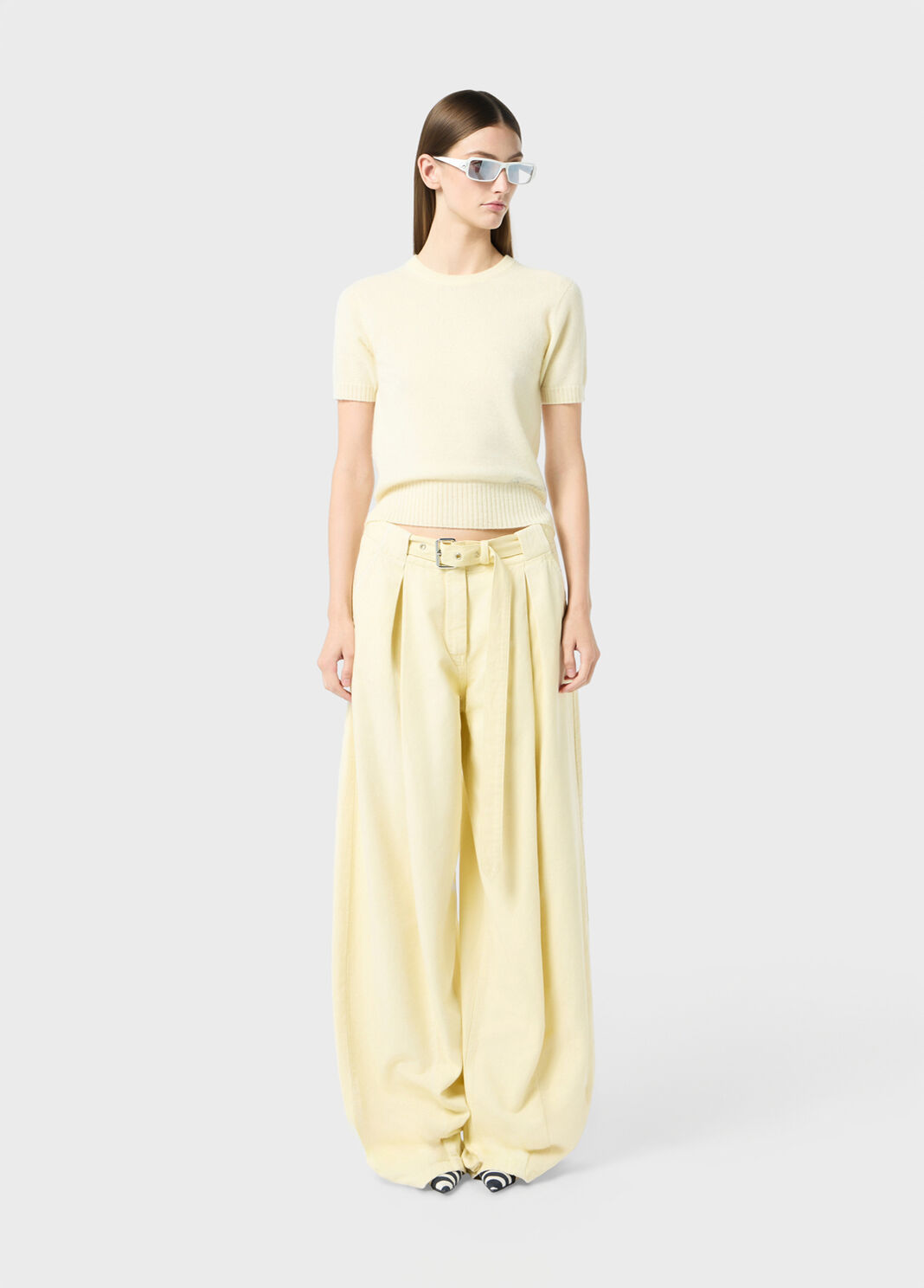 Wide-leg canvas trousers with belt  Blumarine - large image number 3