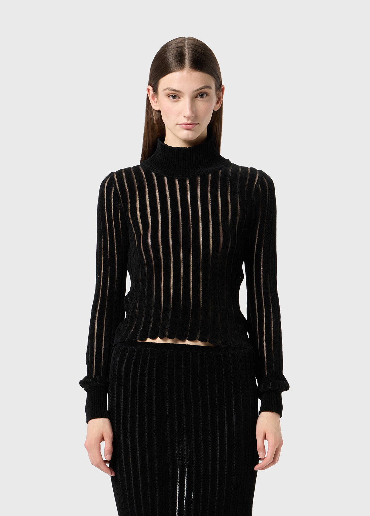 Ribbed see-through knit turtleneck - Blumarine