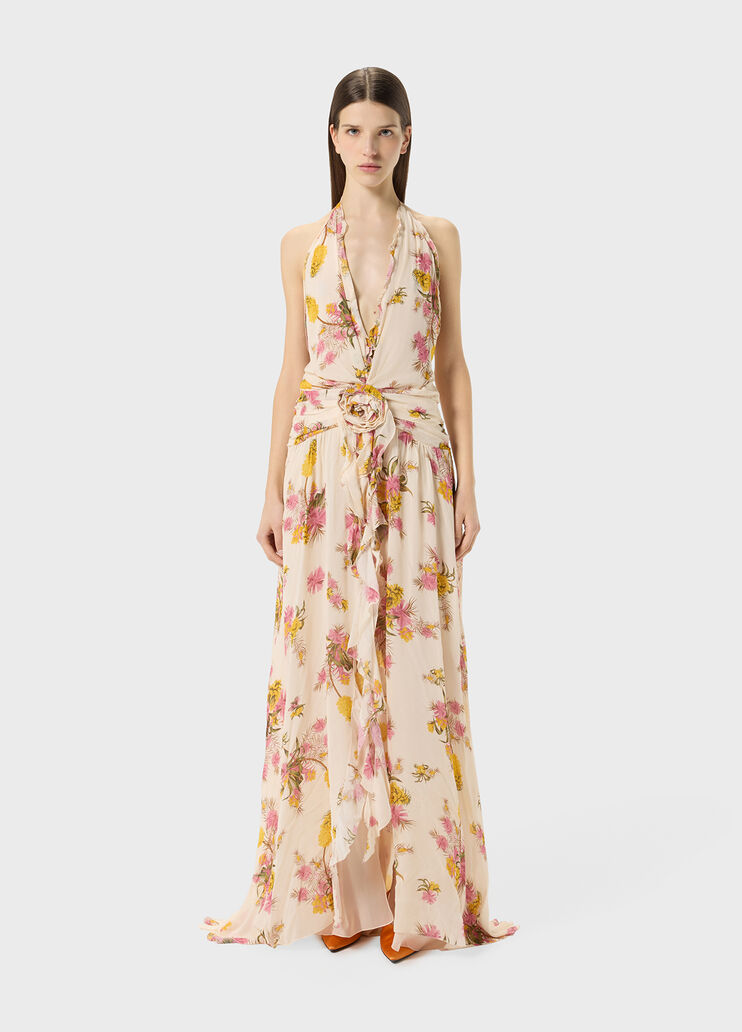 Long georgette dress with rose print  Blumarine - medium