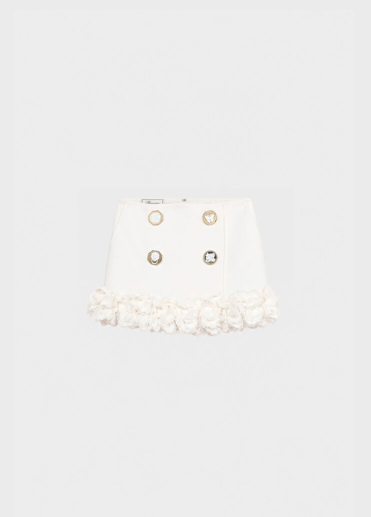 Jupe courte en cr&ecirc;pe cady &agrave; boutons bijoux  Blumarine - medium