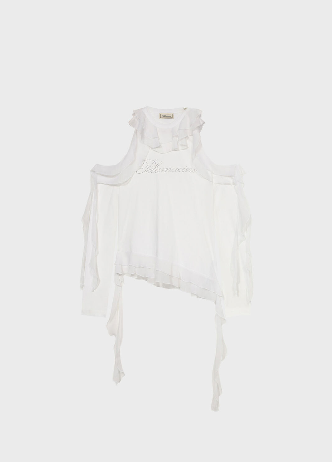 T-shirt in jersey con volant, logo e ricamo in strass  Blumarine - large image number 4