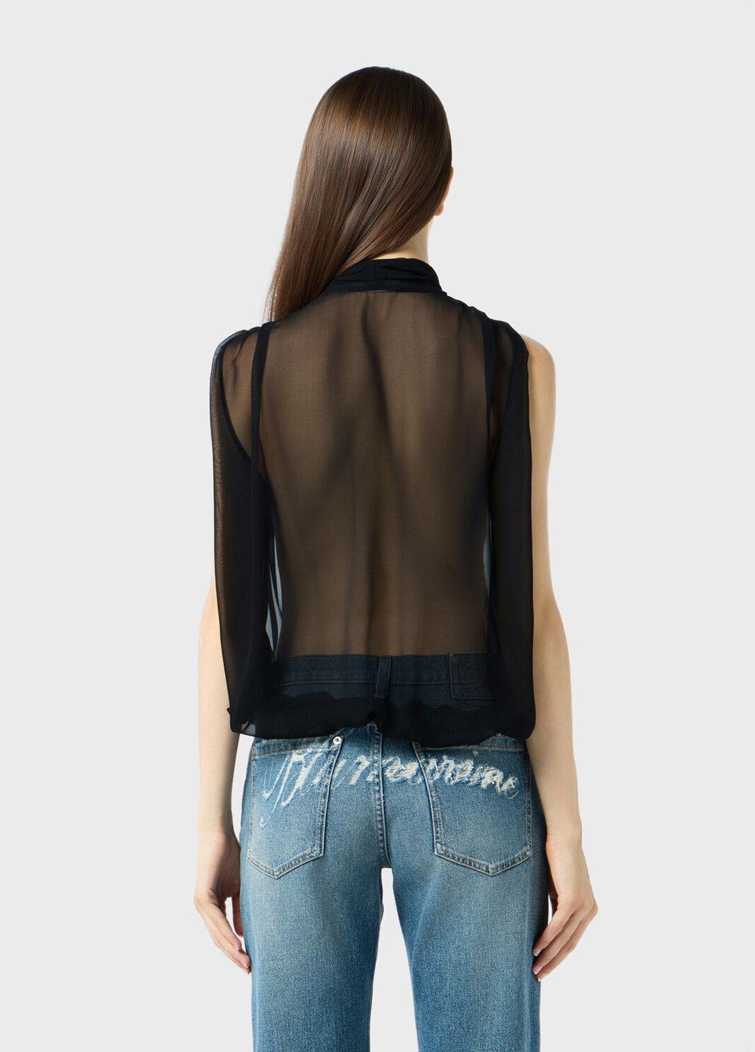 Top cruzado de georgette con fular  Blumarine - large image number 1