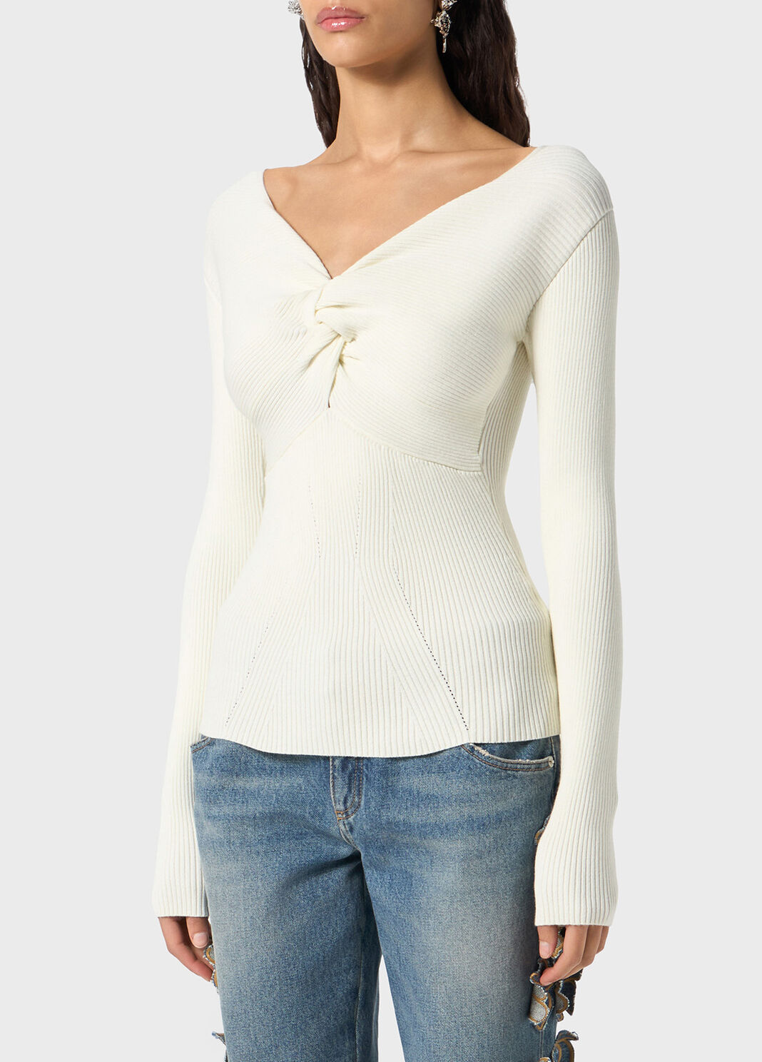 Pull c&ocirc;tel&eacute; avec n&oelig;ud  Blumarine - large image number 2