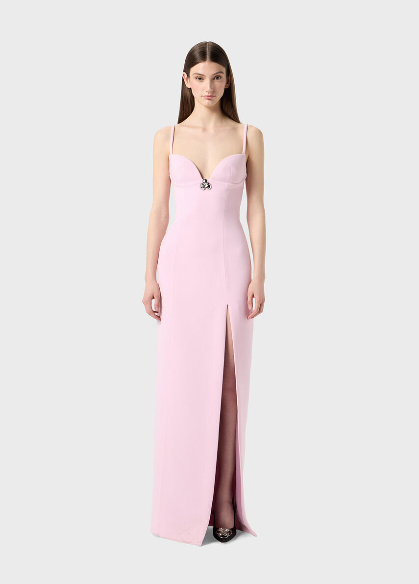 Long crepe dress with slit