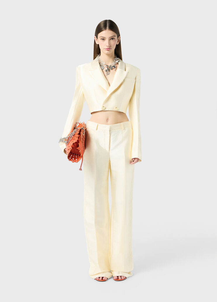 Double-breasted cropped jacket with lace  Blumarine - large image number 3